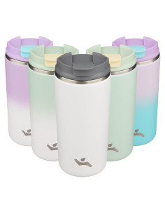 Taza de café de viaje Konokyo 12 oz Acero inoxidable Beige