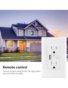 Enchufe de pared Zigbee con USB Prakriti Smart 4.58x4.19cm 2