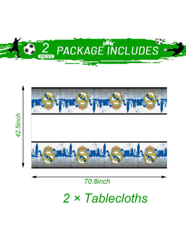 2Pack Mantel Desechable Cumpleaños Real Madrid 70x107 cm