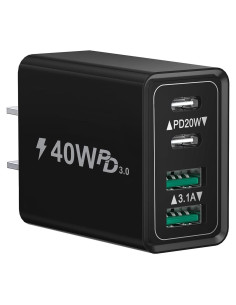 Cargador de pared USB-C 40W 4 puertos Aeidegut Carga Rápida