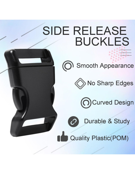 20 Hebillas de Liberación Lateral Plástico POM 1" Negro