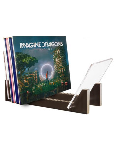 Soporte para Discos de Vinilo KAIU - Madera Sólida y Acrílico - Almacena 50 LPs