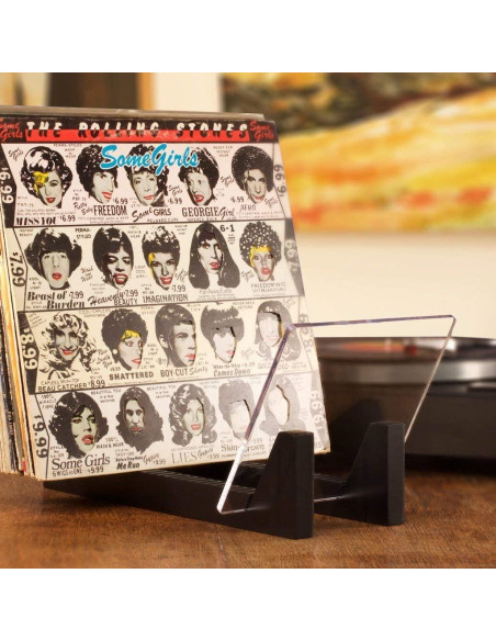Soporte para Discos de Vinilo KAIU - Madera Sólida y Acrílico - Almacena 50 LPs