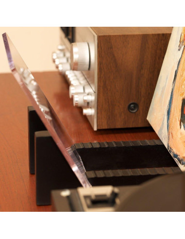 Soporte para Discos de Vinilo KAIU - Madera Sólida y Acrílico - Almacena 50 LPs