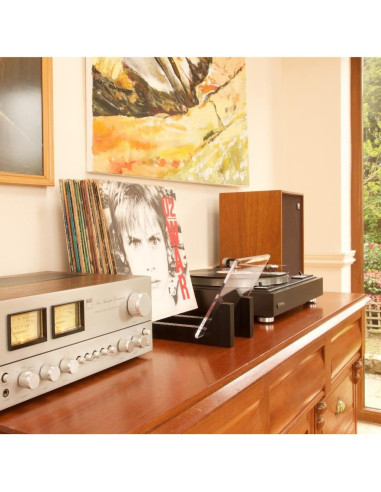 Soporte para Discos de Vinilo KAIU - Madera Sólida y Acrílico - Almacena 50 LPs