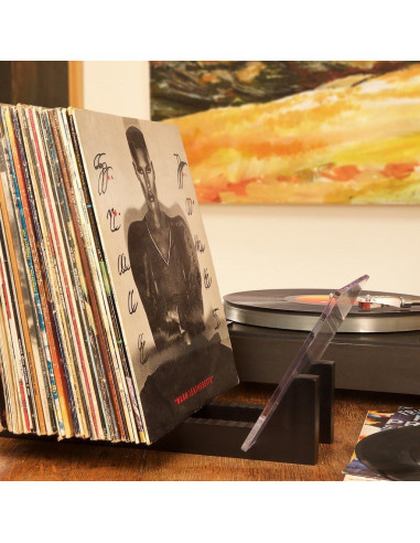Soporte para Discos de Vinilo KAIU - Madera Sólida y Acrílico - Almacena 50 LPs