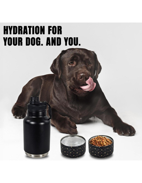 Botella de Agua Portátil para Perros AGH 0.95L Doble Pared Negro