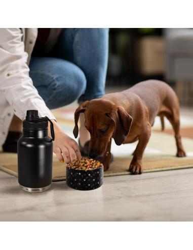 Botella de Agua Portátil para Perros AGH 0.95L Doble Pared Negro