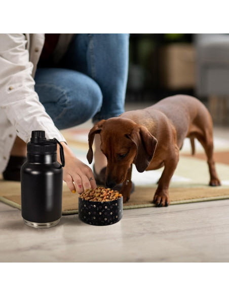 Botella de Agua Portátil para Perros AGH 0.95L Doble Pared Negro