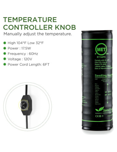 Almohadilla Térmica para Plántulas Seedfactor 2 Unidades 27.7x10.4cm