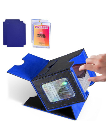 Caja de Barajas Viyohoh para MTG - 100 Cartas Dobladas, Negro y Azul
