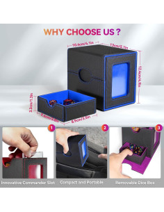 Caja de Barajas Viyohoh para MTG - 100 Cartas Dobladas, Negro y Azul 2