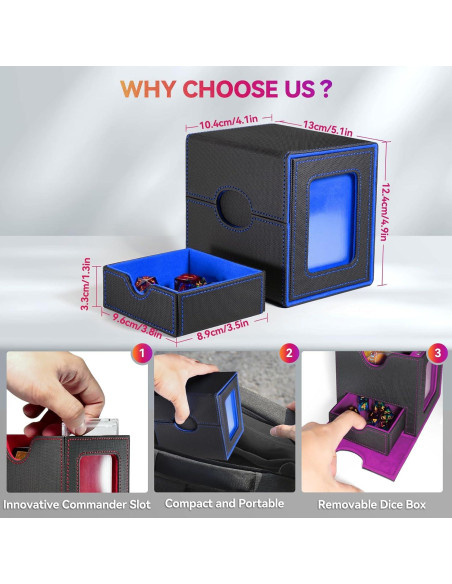 Caja de Barajas Viyohoh para MTG - 100 Cartas Dobladas, Negro y Azul