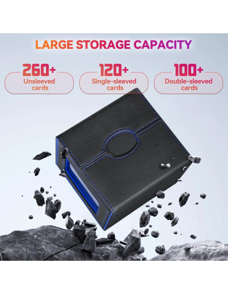 Caja de Barajas Viyohoh para MTG - 100 Cartas Dobladas, Negro y Azul