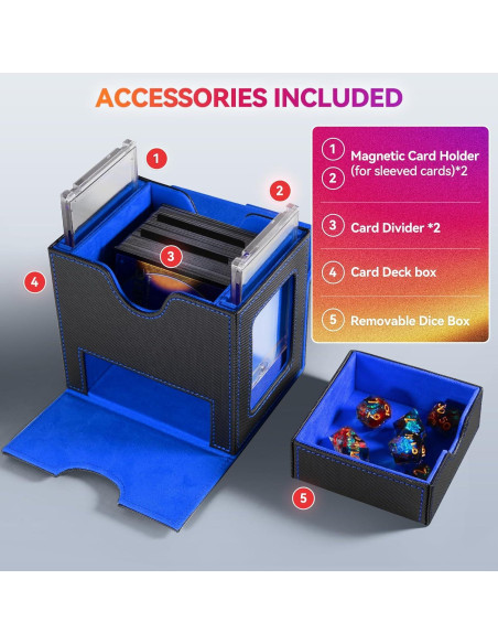 Caja de Barajas Viyohoh para MTG - 100 Cartas Dobladas, Negro y Azul