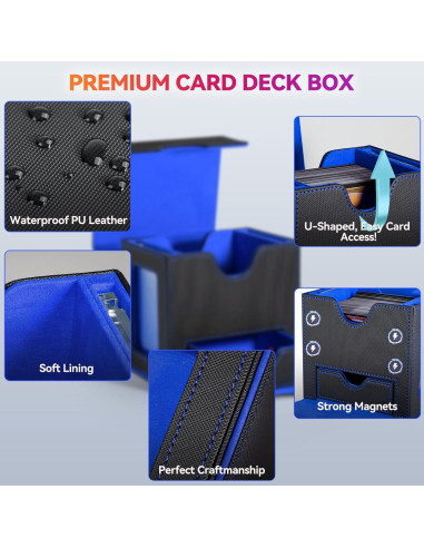 Caja de Barajas Viyohoh para MTG - 100 Cartas Dobladas, Negro y Azul