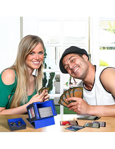 Caja de Barajas Viyohoh para MTG - 100 Cartas Dobladas, Negro y Azul