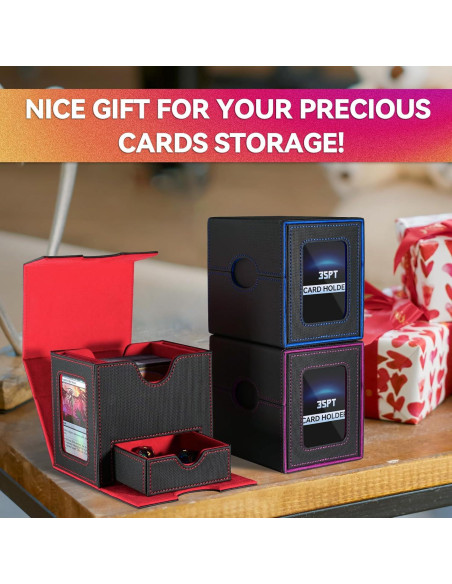 Caja de Barajas Viyohoh para MTG - 100 Cartas Dobladas, Negro y Azul