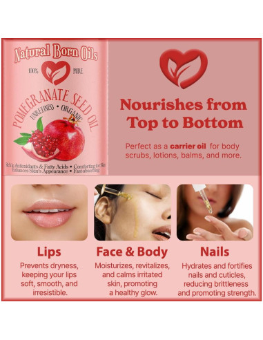 Aceite de Semilla de Granada Natural Born 60ml Orgánico Prensado en Frío