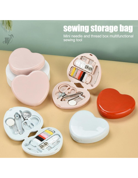 Kit de Costura Portátil Jowxsx - Mini Caja de Herramientas Roja