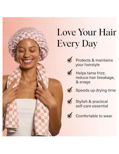 Set de Spa Kitsch 2PC: Gorro Ducha Satén y Toalla Microfibra XL 2