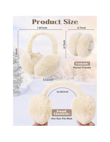 Orejeras de Invierno Plegables para Mujeres - Piel Sintética Beige