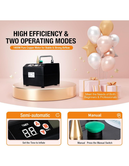 Bomba de globo eléctrica Xianikoho B231 1400W portátil