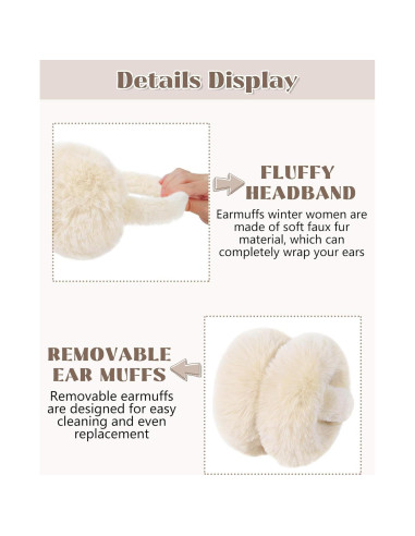 Orejeras de Invierno Plegables para Mujeres - Piel Sintética Beige