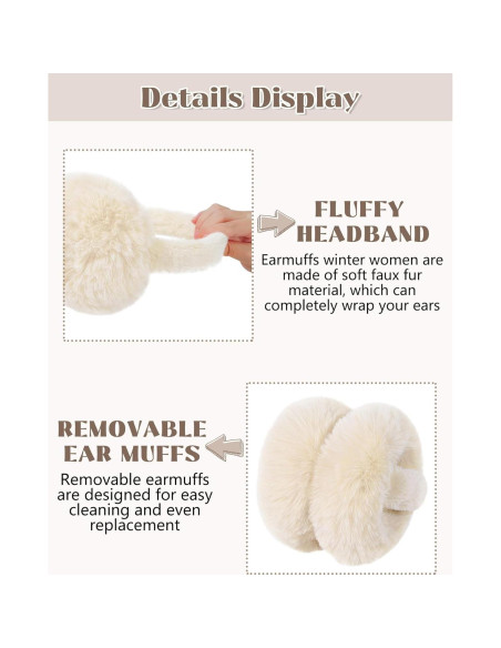 Orejeras de Invierno Plegables para Mujeres - Piel Sintética Beige