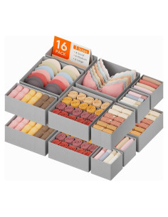 Organizador de Cajones Lifewit 16 Piezas Tela Plegable Gris