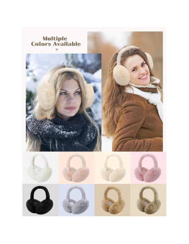 Orejeras de Invierno Plegables para Mujeres - Piel Sintética Beige