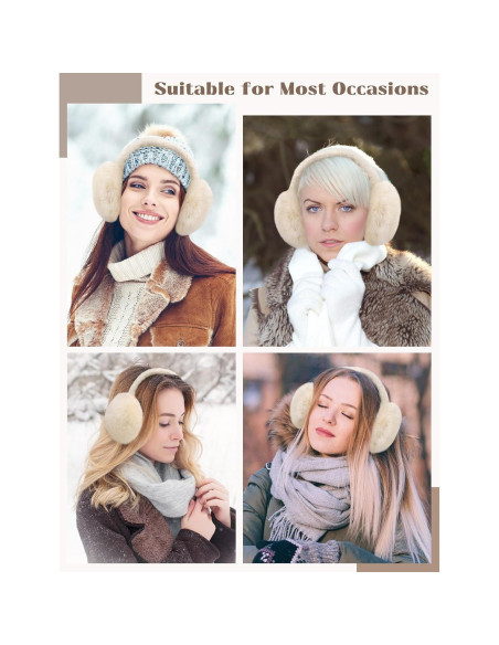 Orejeras de Invierno Plegables para Mujeres - Piel Sintética Beige