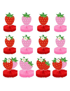 Centros de Mesa de Panal de Fresa Maniaacer - 12 Piezas