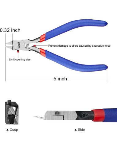 Alicate de Modelo Stedi MS-108 Azul 12.7 cm Cuchilla Ultra Delgado