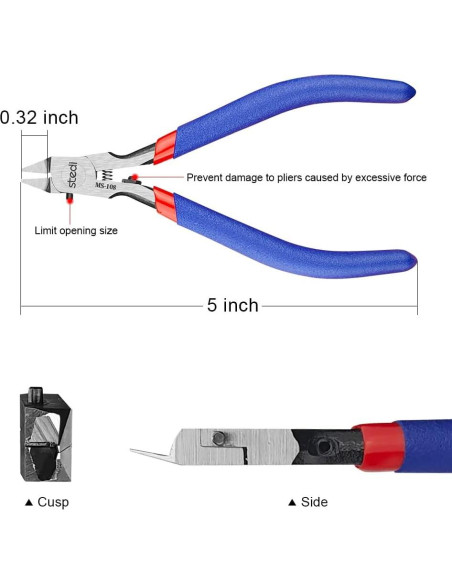 Alicate de Modelo Stedi MS-108 Azul 12.7 cm Cuchilla Ultra Delgado