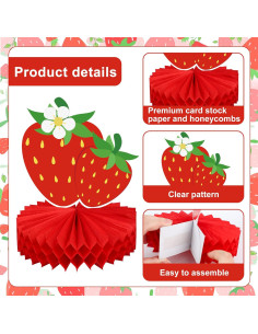 Centros de Mesa de Panal de Fresa Maniaacer - 12 Piezas 2