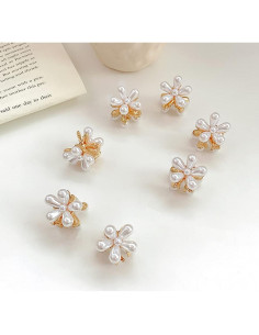 10 Mini Clips de Garra de Perlas LINXI - Diseño Floral Dulce 2
