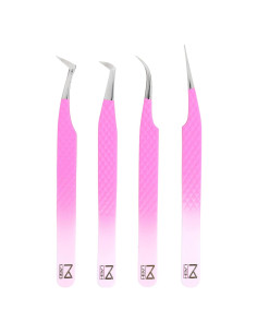 Pinzas para Extensiones de Pestañas M LASH - Acero Japonés, Juego de 4