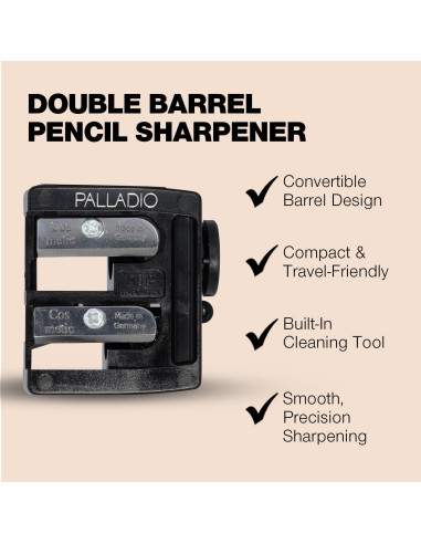 Sacapuntas Cosmético Palladio Doble Barril Acero Inoxidable