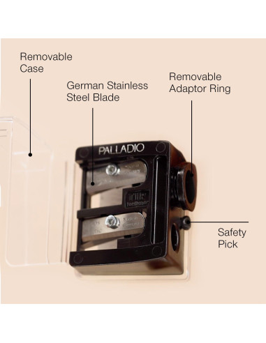 Sacapuntas Cosmético Palladio Doble Barril Acero Inoxidable