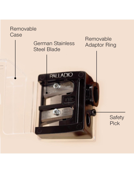 Sacapuntas Cosmético Palladio Doble Barril Acero Inoxidable