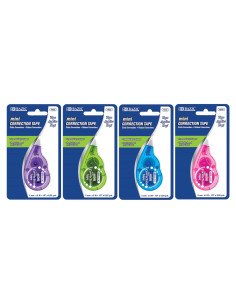 Cinta Correctora BAZIC 5 mm x 599.4 cm, Paquete de 4 Colores