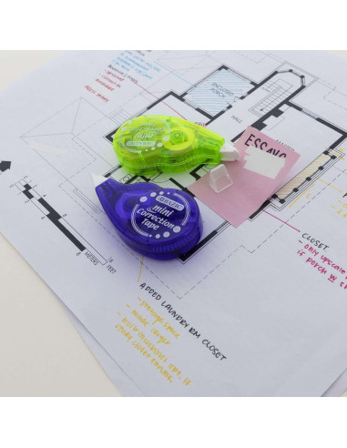 Cinta Correctora BAZIC 5 mm x 599.4 cm, Paquete de 4 Colores