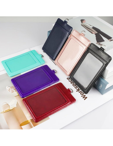 Porta Credencial de Cuero Teskyer Retráctil Negro con Carrete