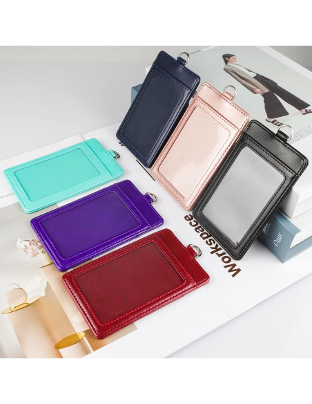 Porta Credencial de Cuero Teskyer Retráctil Negro con Carrete