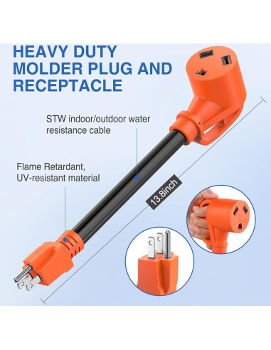 Adaptador de Corriente Nilight 15A a 30A 110V Cobre 10 AWG