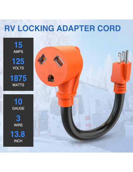 Adaptador de Corriente Nilight 15A a 30A 110V Cobre 10 AWG Adaptador de Corriente Nilight 15A a 30A 110V Cobre 10 AWG