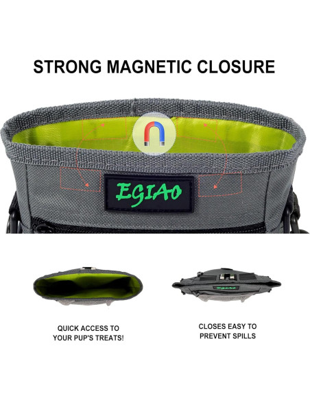 Bolsa de Golosinas para Perros Egiao, Cierre Magnético Gris Bolsa de Golosinas para Perros Egiao, Cierre Magnético Gris