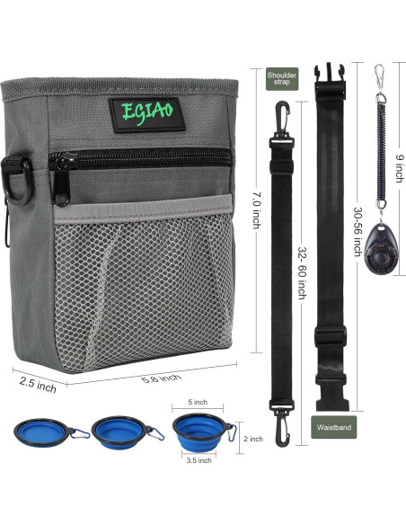 Bolsa de Golosinas para Perros Egiao, Cierre Magnético Gris Bolsa de Golosinas para Perros Egiao, Cierre Magnético Gris