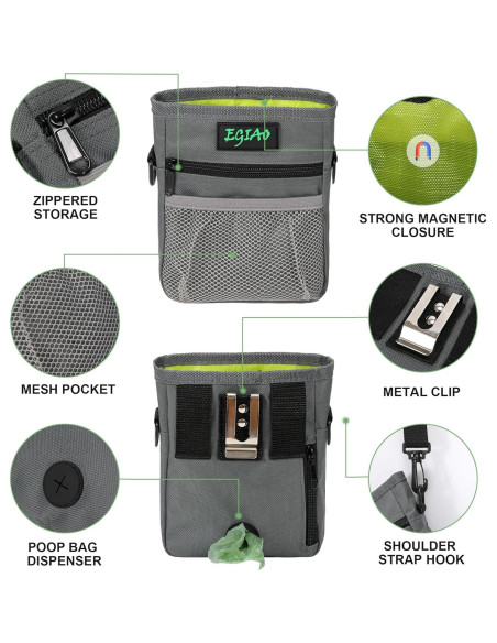 Bolsa de Golosinas para Perros Egiao, Cierre Magnético Gris Bolsa de Golosinas para Perros Egiao, Cierre Magnético Gris